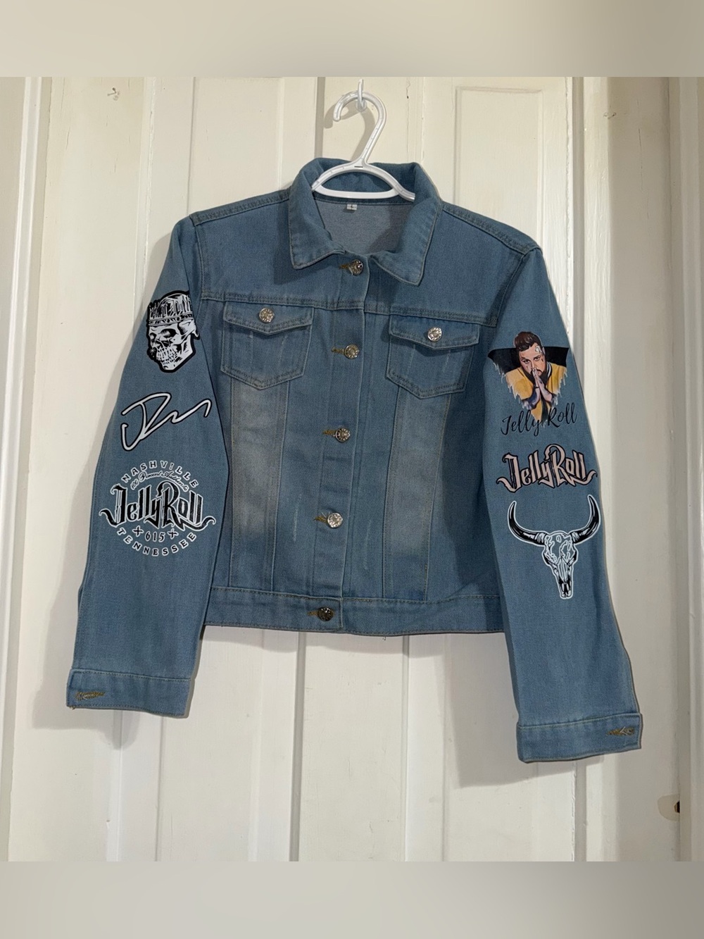 Women’s size large jelly roll Jean jacket Light Wash Denim Jacket
